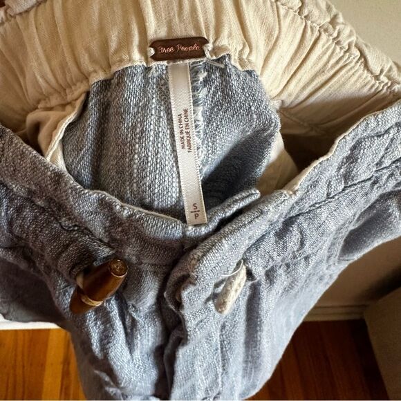 Free People Paradise High Rise Blue Pants Size Small Cotton Linen Blend - Picture 10 of 12